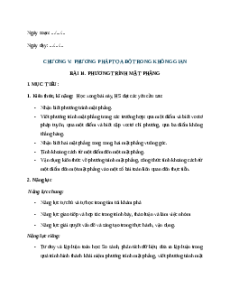 Giáo án Phương trình mặt phẳng Toán 12 Kết nối tri thức