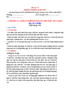 Giáo án Bài 25 Khoa học tự nhiên 9 Cánh Diều (2024): Lipid và chất béo