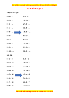 VBT Toán lớp 3 Bài 46 (Chân trời sáng tạo): Bảng chia 9