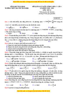 Đề thi thử Vật Lí trường Chuyên Thái Bình năm 2021