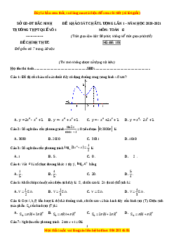 Đề thi thử Toán trường Quế Võ 1 năm 2021