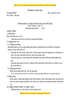 Giáo án Bài 24 Tin 11 Kết nối tri thức: Thực hành sao lưu dữ liệu