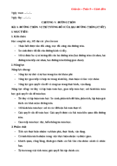 Giáo án Đường tròn. Vị trí tương đối của hai đường tròn Toán 9 Cánh diều