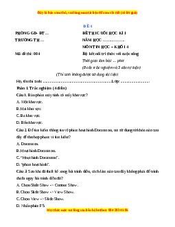 Đề thi cuối kì 1 Tin học lớp 4 Kết nối tri thức - Đề 4