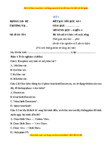 Đề thi cuối kì 1 Tin học lớp 4 Kết nối tri thức - Đề 4