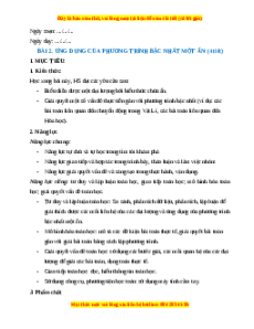 Giáo án Ứng dụng của phương trình bậc nhất một ẩn Toán 8 Cánh diều