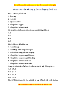 Trắc nghiệm Các yếu tố ảnh hưởng đến hô hấp tế bào KHTN 7 Cánh diều