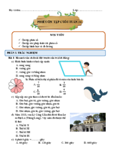 Bài tập cuối tuần Toán lớp 4 Tuần 34 Kết nối tri thức