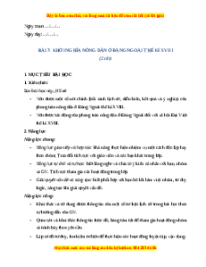 Giáo án Bài 7 Lịch sử 8 Kết nối tri thức (2024): Khởi nghĩa nông dân ở đàng ngoài thế kì XVIII