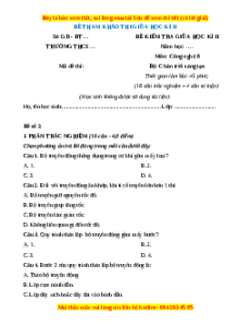 Đề thi giữa kì 2 Công nghệ 8 Chân trời sáng tạo - Đề 2