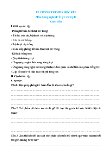 Đề cương ôn tập Giữa kì 2 Công nghệ trồng trọt 10 Cánh diều (có đáp án)