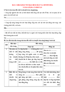 Vở ghi bài Sinh học 11 Chân trời sáng tạo