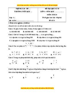 Đề thi cuối kì 2 Toán lớp 4 Kết nối tri thức (Đề 11)