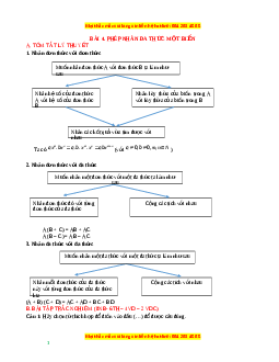Chuyên đề Phép nhân đa thức một biến Toán 7 Cánh diều