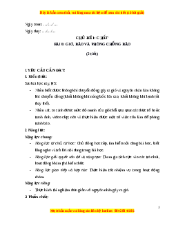 Giáo án Bài 6 Khoa học lớp 4 (Kết nối tri thức): Gió, bão và phòng chống bão