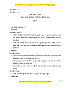 Giáo án Bài 6 Khoa học lớp 4 (Kết nối tri thức): Gió, bão và phòng chống bão