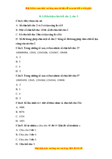 Trắc nghiệm Dấu hiệu chia hết Toán 6 Kết nối tri thức