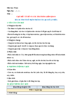 Giáo án Tìm tỉ số phần trăm của hai số Toán lớp 5 Kết nối tri thức