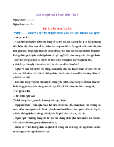 Giáo án Bài 5: Văn nghị luận Ngữ Văn 12 Cánh diều