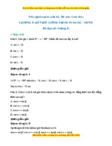 Trắc nghiệm Tổng hợp chương 4 Toán 10 Cánh diều