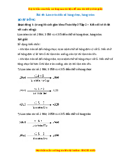 Giải Sgk Toán lớp 3 Bài 48: Làm tròn số đến hàng chục, hàng trăm (Kết nối tri thức)