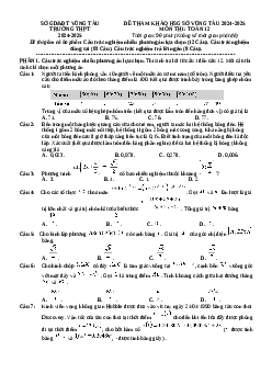 Đề thi HSG Toán 12 Sở Bà Rịa Vũng Tàu 2024 - 2025