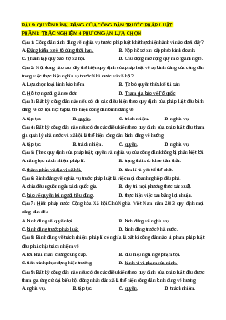 Trắc nghiệm Bài 9 Kinh tế pháp luật 11 Đúng-Sai, Trả lời ngắn: Quyền bình đẳng của công dân