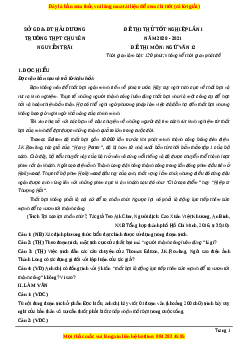 Đề thi thử Ngữ Văn trường Chuyên Nguyễn Trãi lần 1 năm 2021