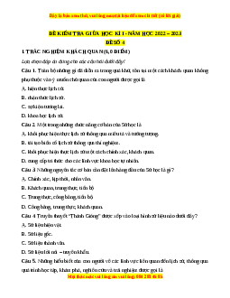 Đề thi giữa kì 1 Lịch sử 10 Cánh diều - Đề 4
