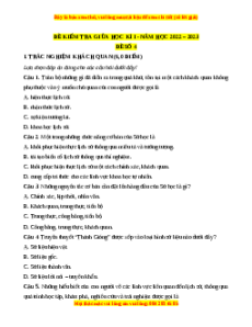 Đề thi giữa kì 1 Lịch sử 10 Cánh diều - Đề 4