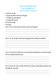 Đề cương ôn tập Cuối kì 2 Công nghệ lớp 5 Kết nối tri thức