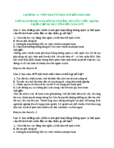 Trắc nghiệm Chương 11: Việt Nam từ những năm 1975-2000 Lịch sử 12