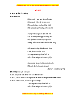 Đề thi giữa kì 1 Ngữ văn 12 - đề 3 có đáp án