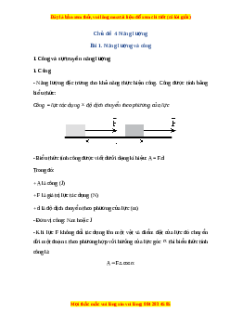 Lý thuyết Vật lí 10 Cánh diều Chủ đề 3 Bài 1: Năng lượng và công