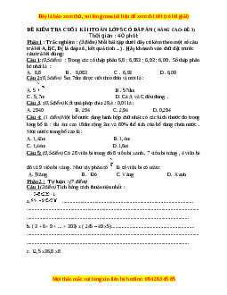 Đề thi cuối kì 2 Toán lớp 5 nâng cao - Đề 3