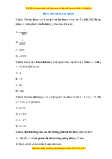 Trắc nghiệm Đại lượng tỉ lệ nghịch Toán 7 Cánh diều