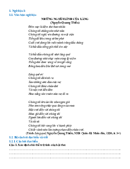 Ngữ liệu ngoài sgk lớp 10 phần Thơ trữ tình