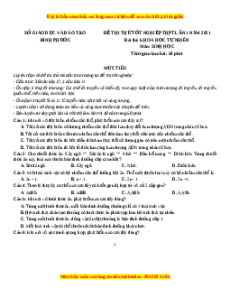 Đề thi thử Sinh Học Sở Bình Phước năm 2021