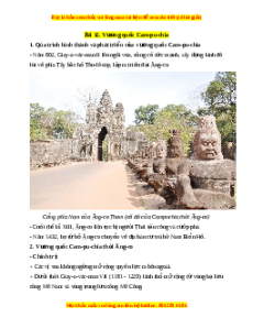 Lý thuyết Lịch sử 7 Chân trời sáng tạo Bài 12: Vương quốc Cam-pu-chia