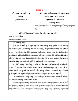 Đề chính thức Ngữ văn vào 10 TP Hồ Chí Minh năm 2023 - 2024