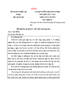 Đề chính thức Ngữ văn vào 10 TP Hồ Chí Minh năm 2023 - 2024
