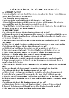 Câu hỏi ôn thi Trạng Nguyên Tiếng Việt lớp 5 Chủ điểm 4: Câu đơn, các thành phần chính của câu