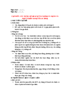 Giáo án Chủ đề 5: Xây dựng kế hoạch tài chính cá nhân và phát triển kinh tế gia đình HĐTN 10 Chân trời sáng tạo