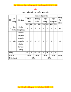 Đề thi cuối kì 1 Ngữ văn 8 Kết nối tri thức - Đề 6