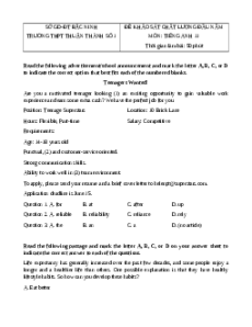 Đề thi KSCL Tiếng Anh 11 trường THCS Thuận Thành 1 2024-2025