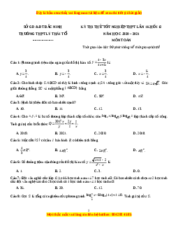 Đề thi thử Toán trường Lý Thái Tổ năm 2021