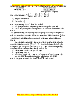 Đề thi vào 10 môn Toán tỉnh Hà Giang năm 2020