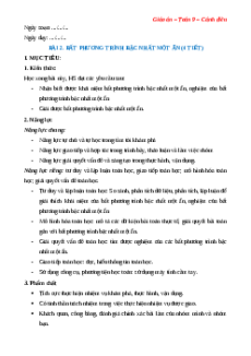 Giáo án Bất phương trình bậc nhất một ẩn Toán 9 Cánh diều