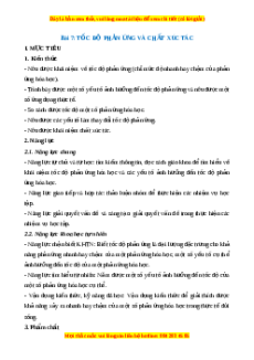Giáo án Tốc độ phản ứng và chất xúc tác Hóa học 8 Cánh diều