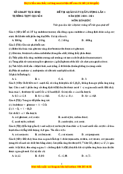 Đề thi thử Hóa Học trường Chuyên Thái Bình năm 2021